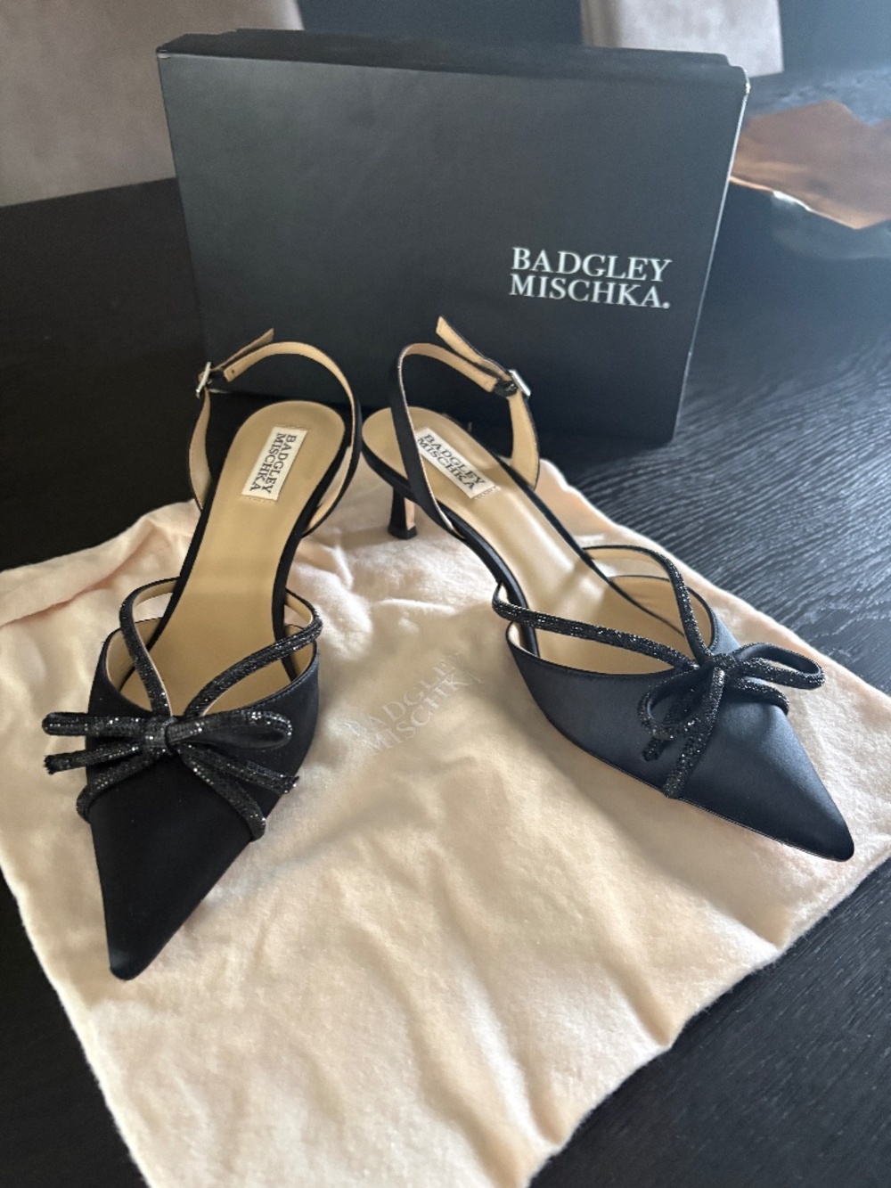 Like New Black Angelina Slingback Kitten Heels (Worn Once)